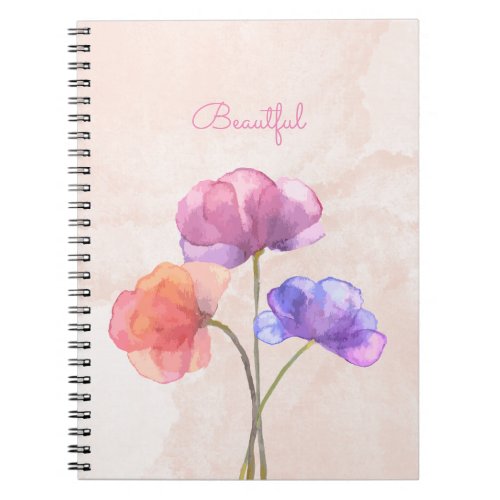 Pink Watercolor Spiral Photo Notebook 80 Pages