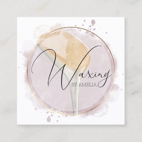 Pink Watercolor Splash Waxing   Square Business Card