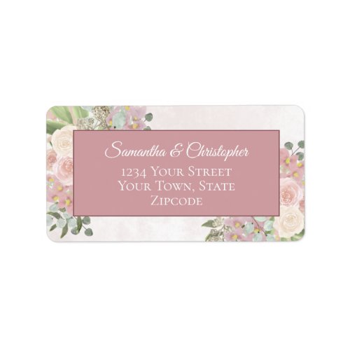 Pink Watercolor Spring Floral Wedding Address Labe Label