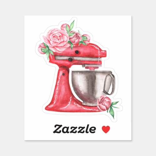 Pink Watercolor Stand Mixer Sticker