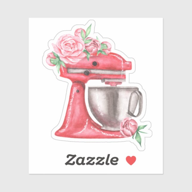 Pink Watercolor Stand Mixer Sticker (Sheet)