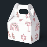 Pink Watercolor Star of David Hanukkah  Favor Boxes<br><div class="desc">These Pink Watercolor Star of David favor boxes feature a pattern of hearts,  rainbows and Star of David.</div>