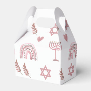Pink Watercolor Star of David Hanukkah Favor Boxes