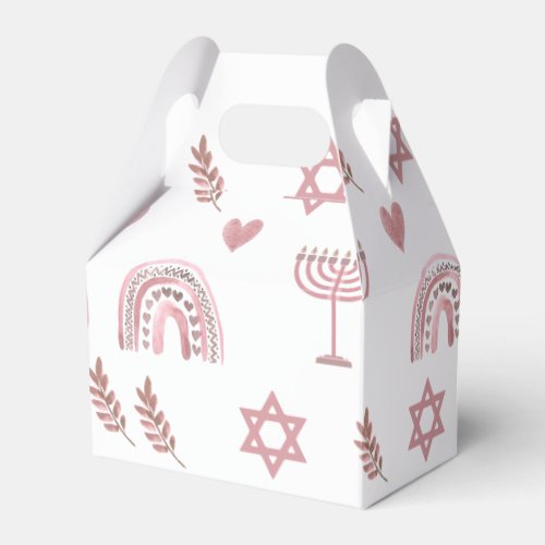 Pink Watercolor Star of David Hanukkah  Favor Boxes