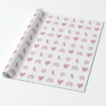 Pink Watercolor Star of David  Wrapping Paper<br><div class="desc">This Pink Watercolor Star of David Wrapping Paper features a pattern of hearts,  rainbows and Star of David. It is the perfect girly wrapping paper for baby naming's,  birthdays,  holidays or other special occasions.</div>