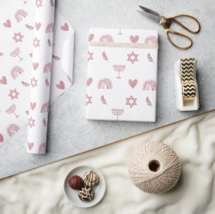 Pink Watercolor Star of David Wrapping Paper