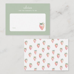 Pink Watercolor Strawberry Parenting Advice Note Card