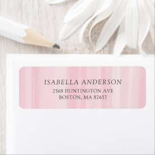 Pink Watercolor Stripes Return Address Label