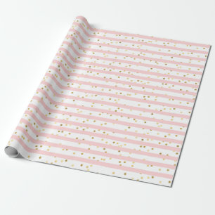 Pink Watercolor Stripes Wrapping Paper