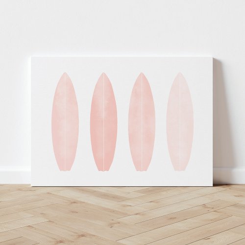 Pink Watercolor Surfboards Canvas Print