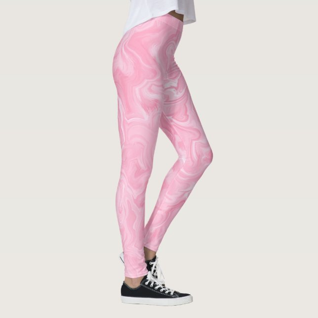 Pink Watercolor Swirls Leggings (Right)