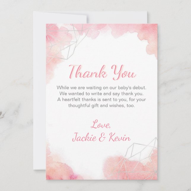 Pink Watercolor Thank You Card (Front)