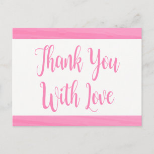 Pink Watercolor Thank You Wedding Party Bridal Postcard