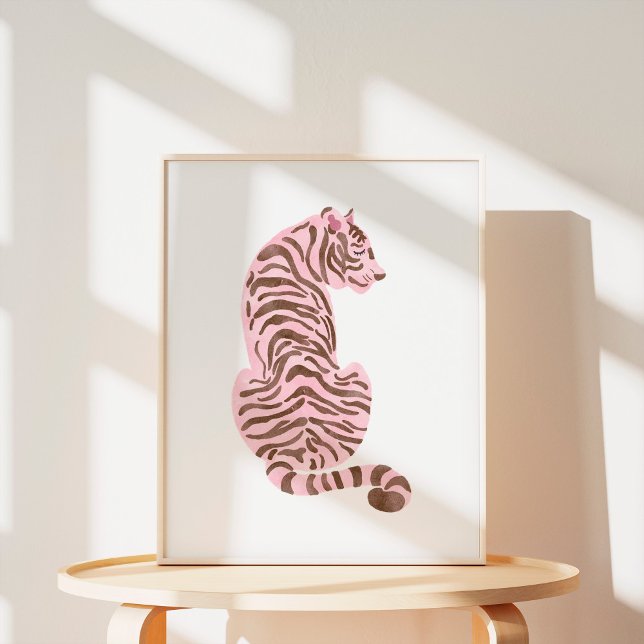 Pink Watercolor Tiger Art Poster (Creator Uploaded)