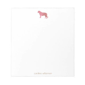 Pink Watercolor Tiger with Personalized Name Notepad