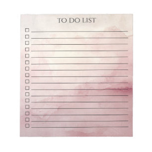 Pink Watercolor To Do List Chic Minimalist Modern Notepad
