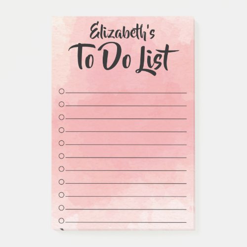 Pink Watercolor To Do List Notes