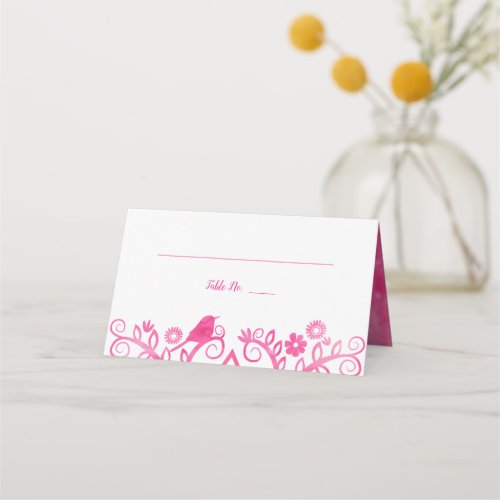 Pink Watercolor Tree of Life Folded Place Card
