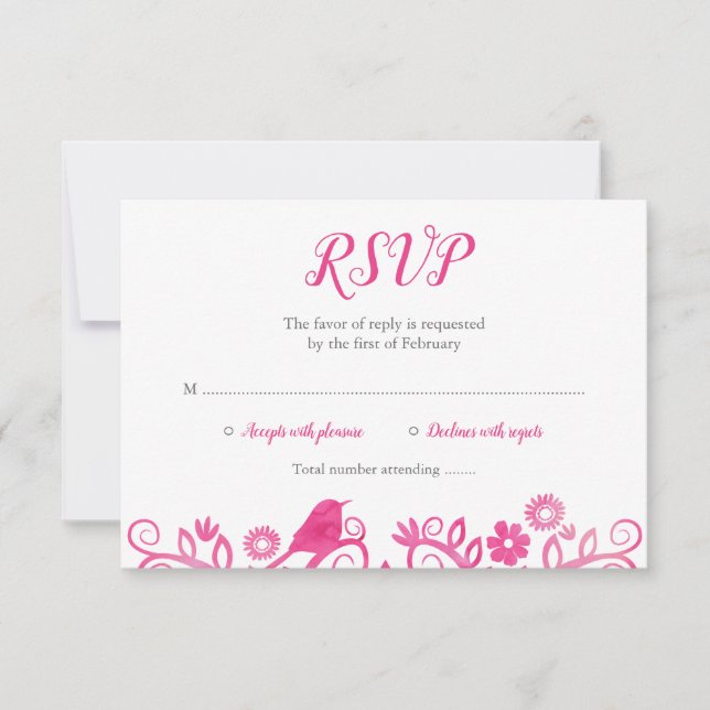 Pink Watercolor Tree of Life RSVP (Front)