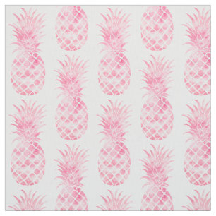 Pink Watercolor Tropical Pineapples Fabric