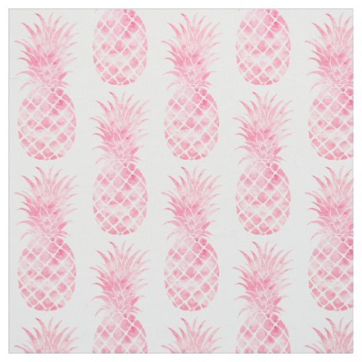 Pink Watercolor Tropical Pineapples Fabric