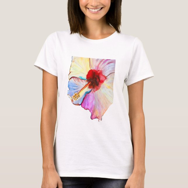 Pink watercolor tulips art T-Shirt (Front)