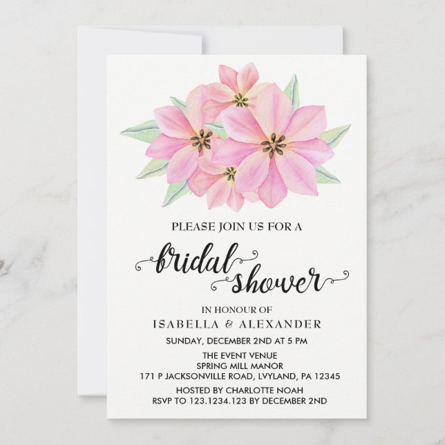 Pink Watercolor Tulips Bridal Shower Invitation (Front)