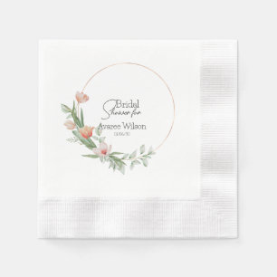 Pink Watercolor Tulips Bridal Shower Napkins