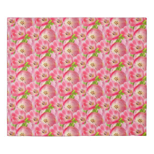 Pink watercolor tulips duvet cover