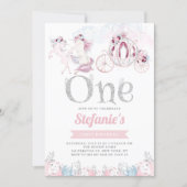 Pink Watercolor Unicorn Fairytale First Birthday Invitation (Front)