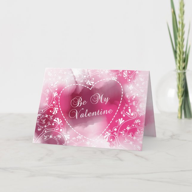Pink Watercolor Valentine Holiday Card (Front)