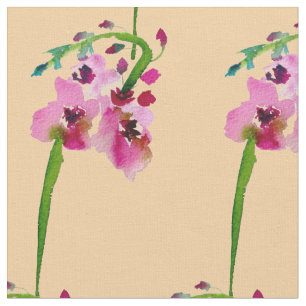 Pink watercolor Verbascum blush flower Fabric