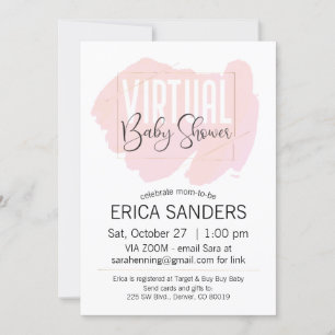 Pink Watercolor Virtual Baby Shower Invitation