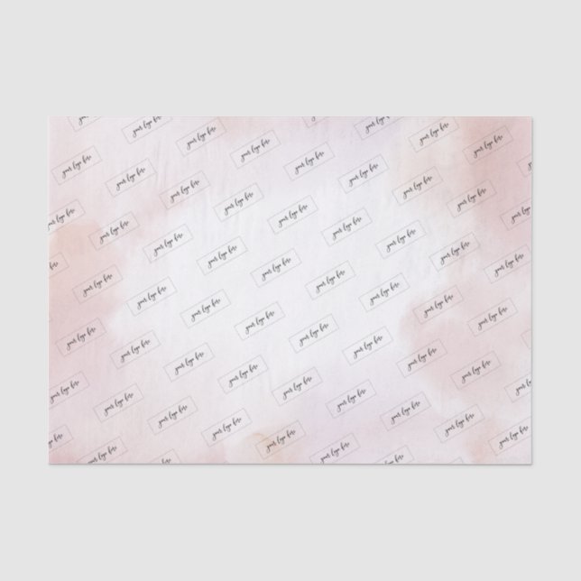 Pink Watercolor Wash Custom Business Logo  Tissue  Tissue Paper (Front)