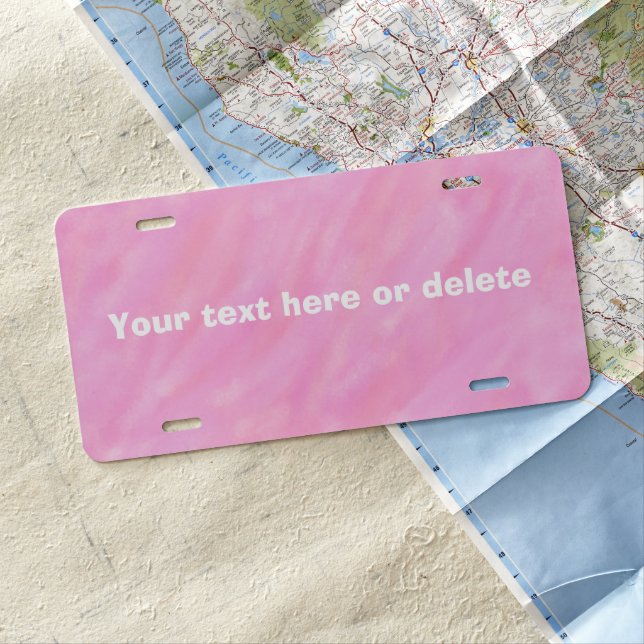 Pink Watercolor Wash Front License Plates (In Situ)