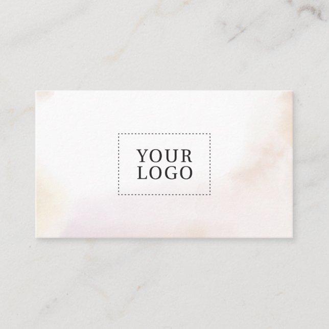 Pink Watercolor Wash Minimal Logo Business Card (Front)