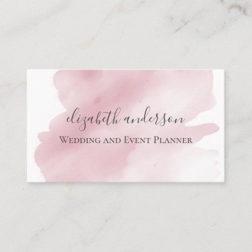  Pink Watercolor Wash Splash Background Modern Business Card