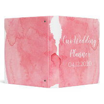 Pink Watercolor Wash Wedding Planner Binder