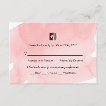 Pink Watercolor Wash Wedding Rsvp Card by fourwetfeet at Zazzle