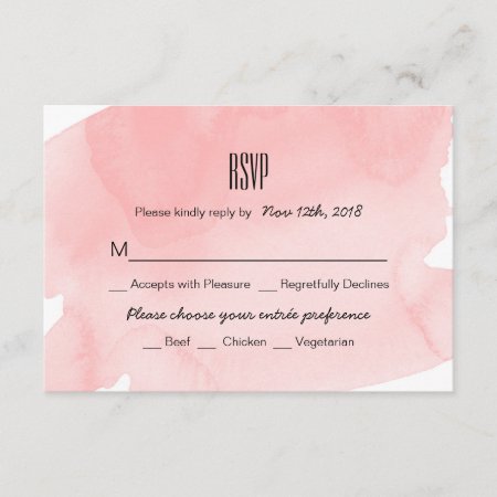 Pink Watercolor Wash Wedding Rsvp Card