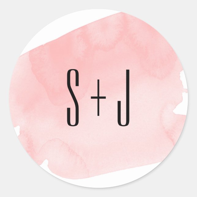 Pink Watercolor Wash Wedding Sticker (Front)