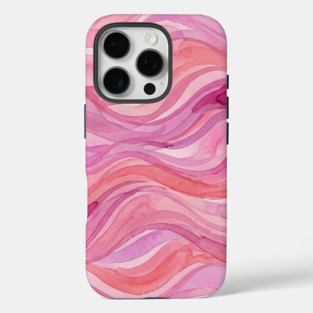 Pink Watercolor Waves Pattern Case-Mate iPhone Case (Back)