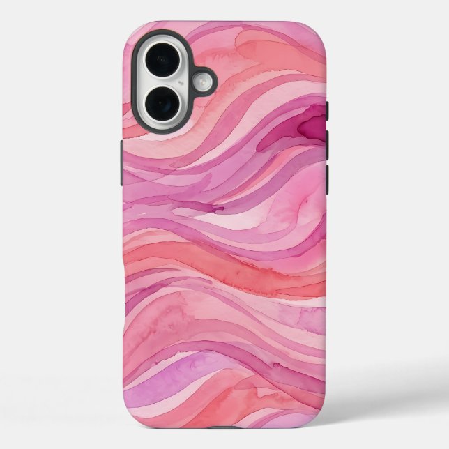 Pink Watercolor Waves Pattern Case-Mate iPhone Case (Back)