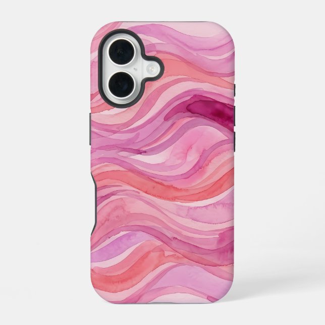 Pink Watercolor Waves Pattern Iphone Case (Back)