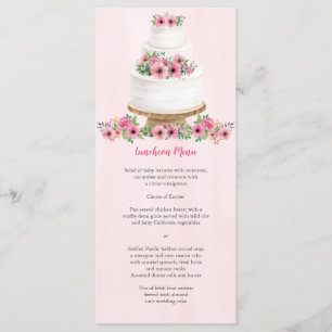 Pink Watercolor Wedding Cake Menu