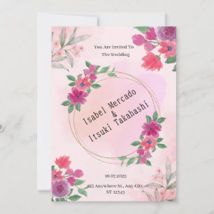Pink Watercolor Wedding Invitation