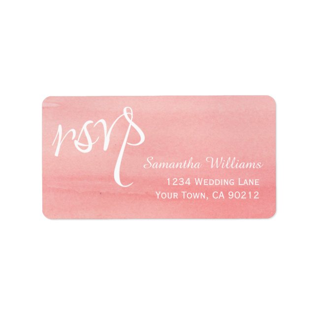 Pink Watercolor Wedding RSVP Labels (Front)