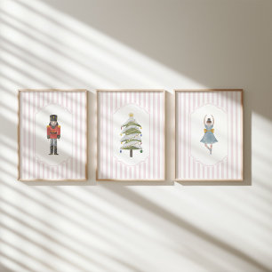 Pink watercolor whimsical holiday set of 3