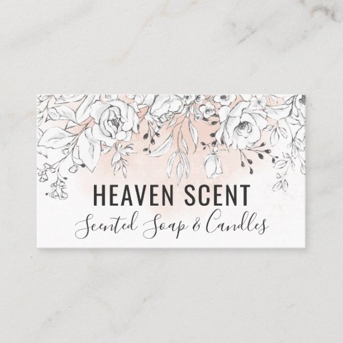 Pink Watercolor White Rose Scented Soap And Candle Business Card