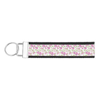 Pink Watercolor White Wrist Keyring